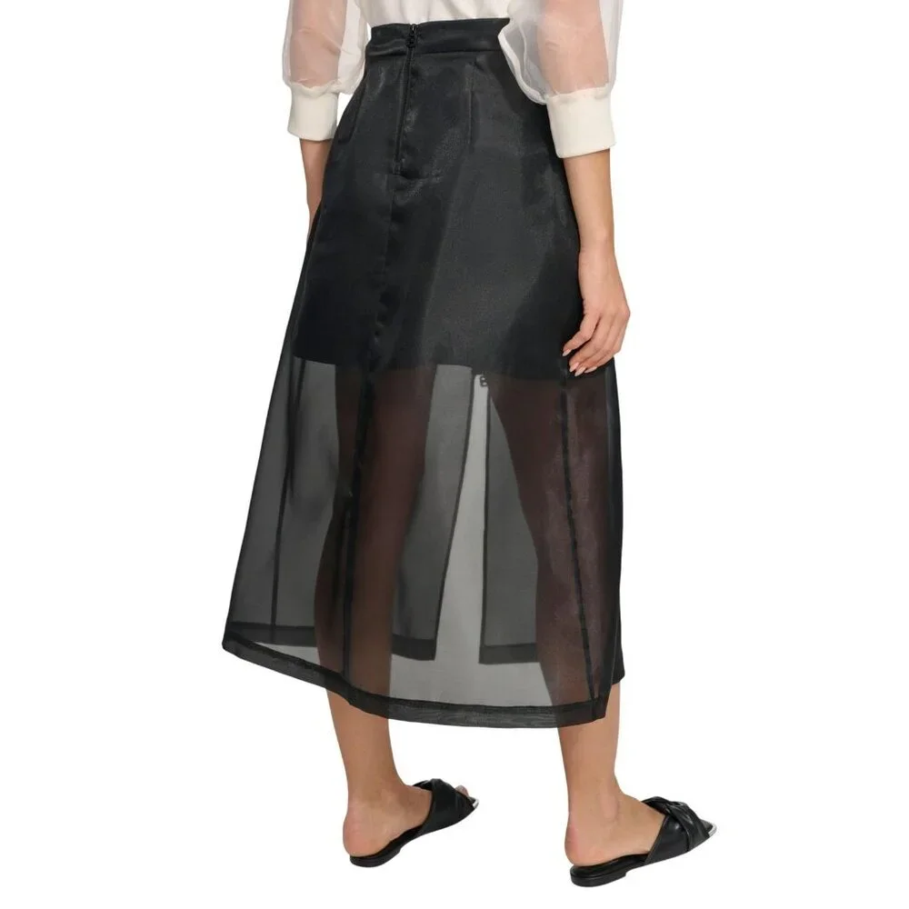 NWT DKNY Womens Cargo Skirt Organza P4BNUWEN Black 0